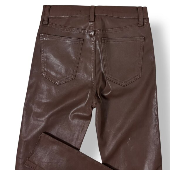 Joe's Jeans High Rise Charlie Skinny Ankle Coated Faux Leather Brown Sz 25 - Picture 4 of 8